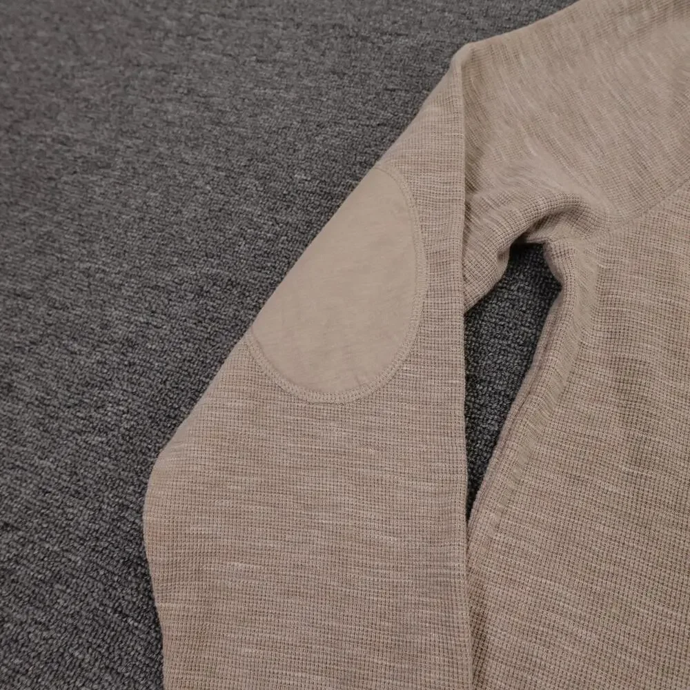 Banana Republic Henley Shirt Mens XL Beige Thermal Waffle Knit Long Sleeve
